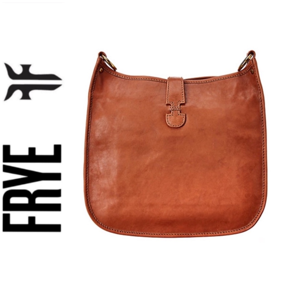 NWT stunning FRYE genuine leather crossbody cognac - Picture 3 of 6
